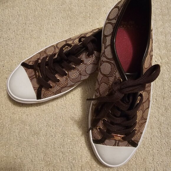 Women's COACH Empire Signature Sneakers Brown/Gold/Tan - Picture 4 of 11